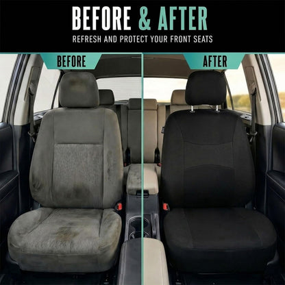 FH Group Full Set Cloth Car Seat Covers, Universal Fit Front and Split Bench Rear, Airbag Compatible, Washable for SUV, Sedan, Van - Black