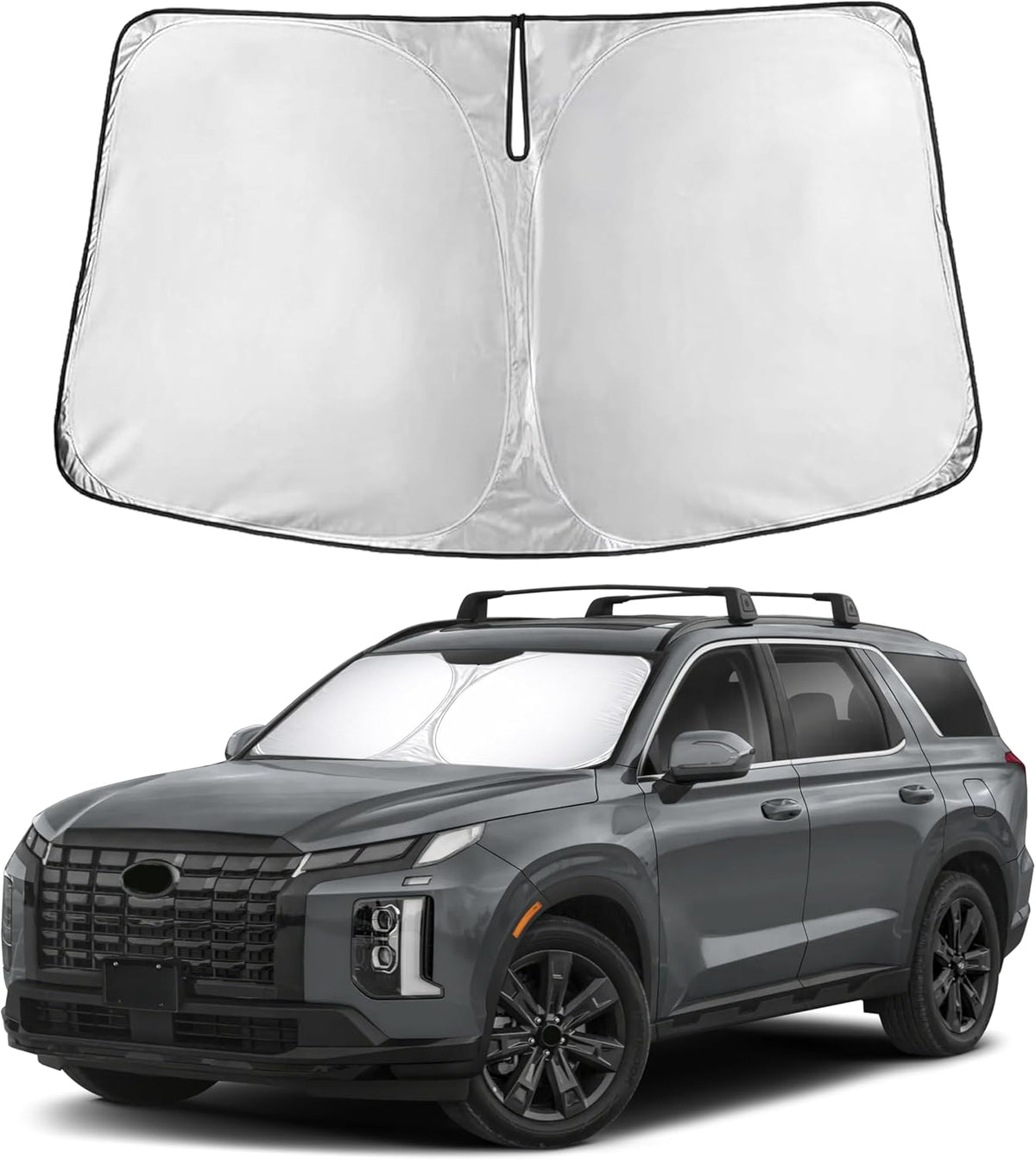 EcoNour Car Windshield Sun Shade | 2025 Upgraded Innovative No-Light-Pass Technology for Maximum Coverage | Foldable Sun Shade Keeps Your Vehicle Cool | Must-Have Car Accessories | Small (59" x 29") - Colors I