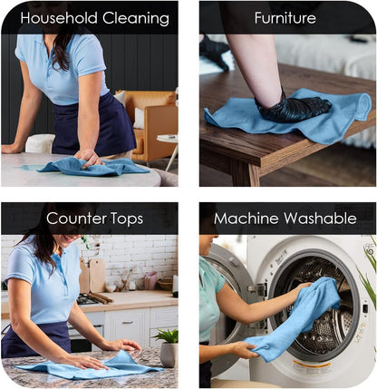 Avalon Towels Microfiber Cleaning Cloths (Value Pack of 36) - Size 16 x 16 Inches, Highly Absorbent Cleaning Rags, Lint Free, Reusable and Washable, Microfiber Towels for Cars