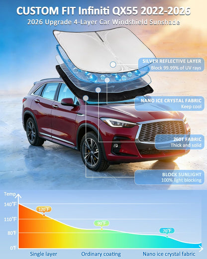 for Toyota Tacoma 2016-2023 2024 2025 2026 Sun Shade Sunshade Windshield Cover - 4 Layers Front Window Shade Custom Fit Tacoma 2Dr 4Dr Pickup Sun Visor 240T Shade Blocks UV Rays Car Accessories - Colors G