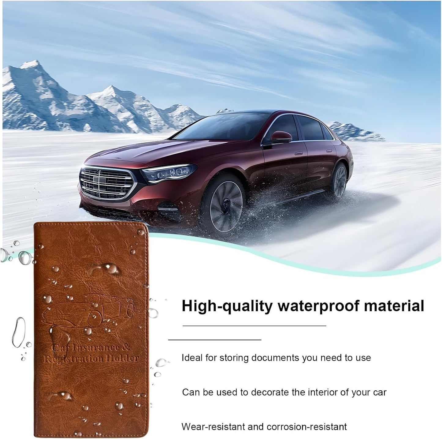 Car Registration and Insurance Holder, Leather Auto Glove Box Document Organizer with Magnetic Closure, Car Essential Paperwork Wallet Case Interior Accessories for Women Men (Leopard Print)