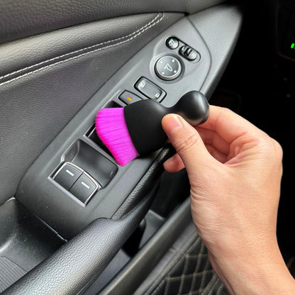 Car Detailing Brush, Soft Bristle Cleaning Brush, Scratch-Free Auto Duster Tool for Dashboard, Air Vents, Leather & Interior Cleaning (Black&Brown)