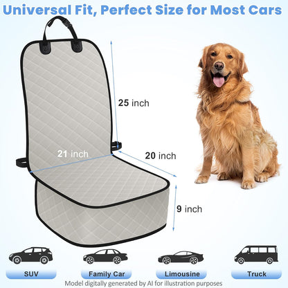 ELONGRIVER Dog Car Seat Covers, Waterproof Front Seat Cover for Dogs, Scratch-Proof, Nonslip Pet Passenger Seat Cover Protector, Universal Fit for Cars Trucks SUVs, Standard Size, Black