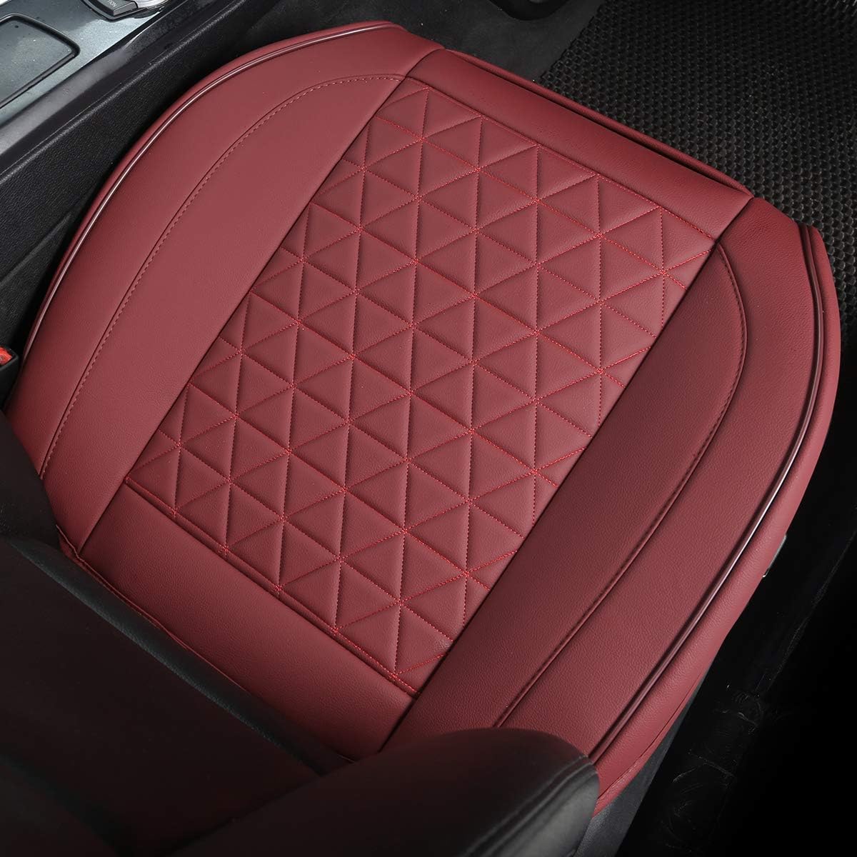 Black Panther Luxury Faux Leather Car Seat Cover Front Bottom Seat Cushion Cover, Anti-Slip and Wrap Around The Bottom, Fits 95% of Vehicles - 1 Piece,Black