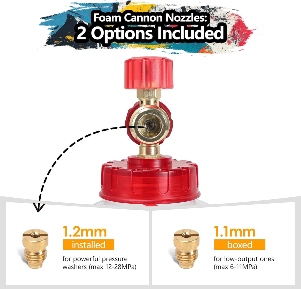 Foam Cannon Kit with Graffiti Short Pressure Washer Gun 3/8" Quick Connect M22-15mm Adapter Adjustable Snow Foam Bottle with 1/4" Quick Connect and 5 Nozzle Tips for Car Wash