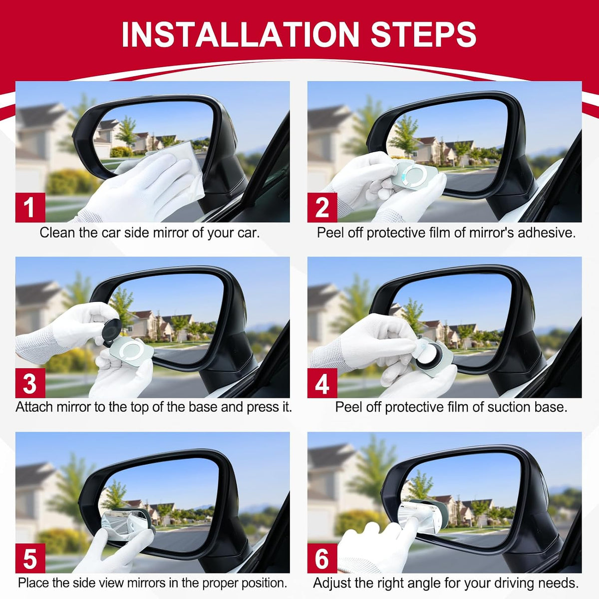 LivTee Blind Spot Mirrors, HD Glass Frameless Convex Rear View Mirrors, Wide Angle Adjustable Stick for Side Mirror, Automotive Exterior Accessories for Car, SUV & Trucks, Pack of 2