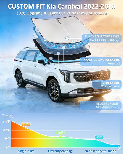 for Toyota Tacoma 2016-2023 2024 2025 2026 Sun Shade Sunshade Windshield Cover - 4 Layers Front Window Shade Custom Fit Tacoma 2Dr 4Dr Pickup Sun Visor 240T Shade Blocks UV Rays Car Accessories - Colors B