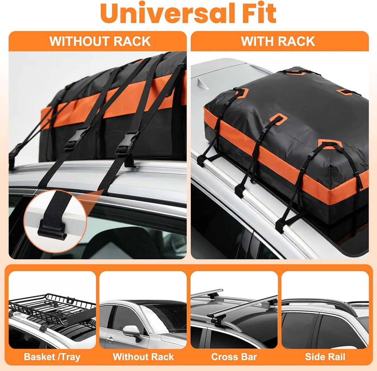 DUMOS Car Rooftop Cargo Carrier Bag Waterproof 20 Cubic Feet for All Cars | with Anti-Slip Mat, Combination Luggage Lock, Reinforced Straps & Door Hooks, Fit Vehicles with/without Roof Racks