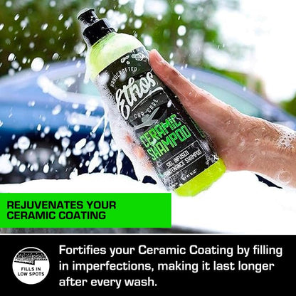 Ceramic Car Shampoo - Slick Car Wash Soap for Ceramic Coatings - pH-Balanced Car Wash Shampoo - Adds Hydrophobic Protection | Enhances Coatings, Waxes or Sealants | Incredible Shine