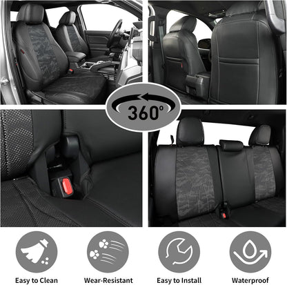 EKR Tacoma Car Seat Covers Custom Fit for Toyota Tacoma (Petrol) 2024 2025 2026 DoubleCab/CrewCab SR/SR5/TRD Sport/TRD Off-Road/Limited -Truck Seat Covers Full Set,Faux Leather(Black)