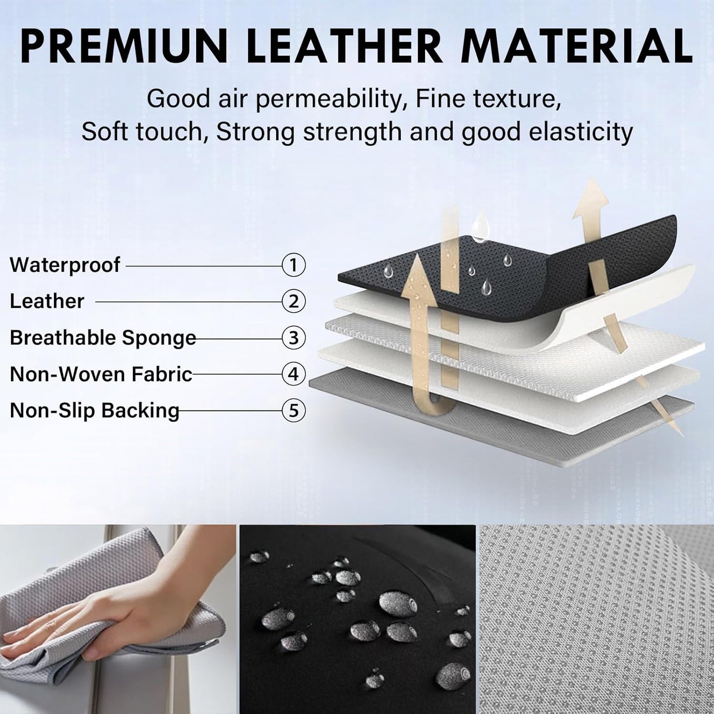 Coverado Seat Covers Full Set, Black Seat Covers for Cars 5 Seats, Car Seat Protector, Waterproof Nappa Leather Car Seat Cushion, Front and Rear Car Seat Cover Fit for Most Sedans SUV Pick-up Truck - Colors B