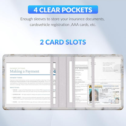 Car Registration and Insurance Card Holder，Vehicle Glove Box Car Organizer，Accessories Case for Storing Driving Licences, Cards, Documents
