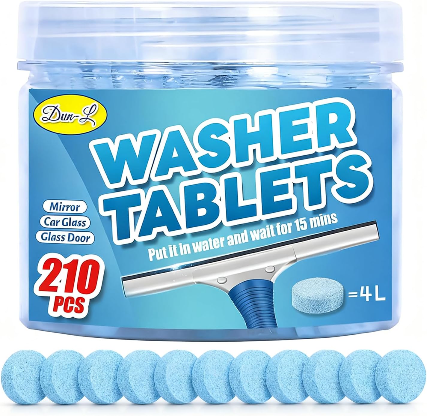 210 PCS Car Windshield Washer Tablets, Glass Cleane Tablets, Effervescent Cleaning Solution, Concentrated Effervescent Tablets, Solid Windshield Effervescent Wiper Tablet for Car Window Glass Cleaning