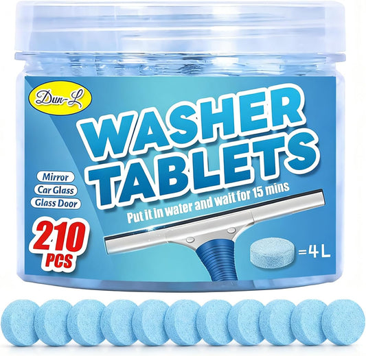 210 PCS Car Windshield Washer Tablets, Glass Cleane Tablets, Effervescent Cleaning Solution, Concentrated Effervescent Tablets, Solid Windshield Effervescent Wiper Tablet for Car Window Glass Cleaning
