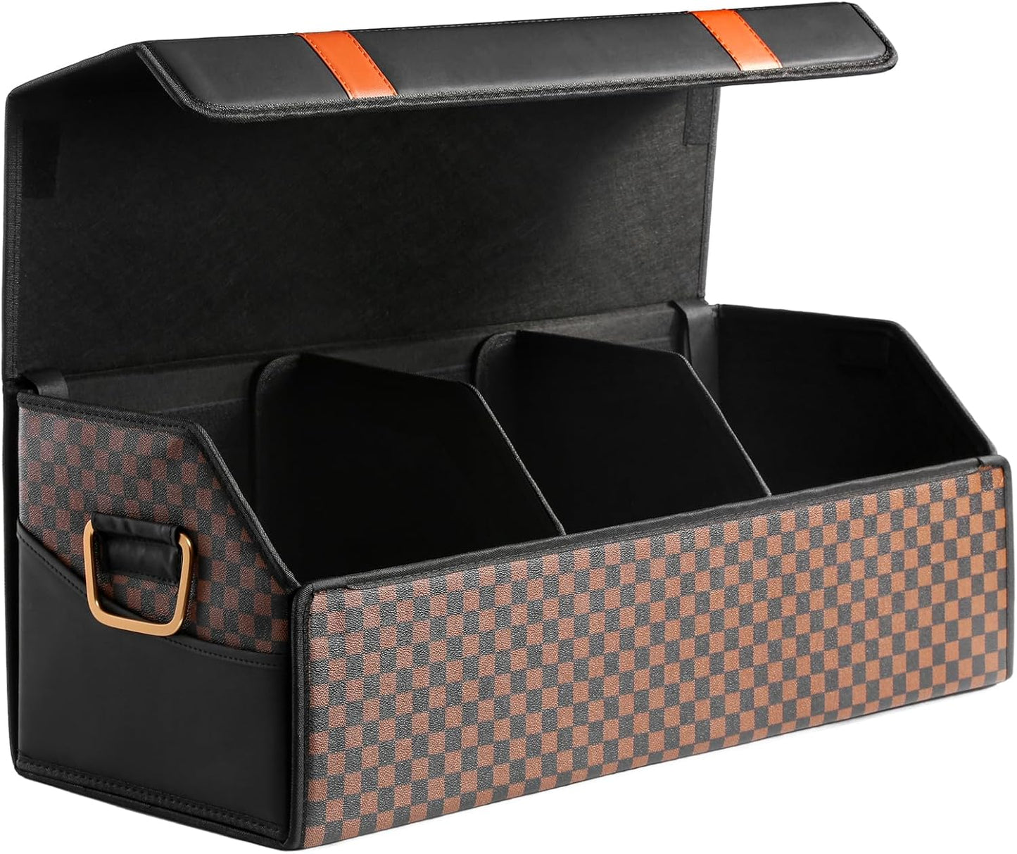 Fyzeoty Car Organizers for Trunk for Suv Sedan, Leather Storage Box,Magnetic Lid,Collapsible and Adjustable,16.5 inches