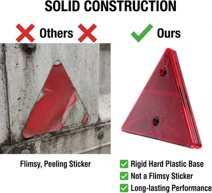 2 Pack Safety Reflector Warning Sign, 6"x6" Slow Moving Vehicle Triangle Safety Sign, Engineering Road Grade Reflective for Outdoor Truck, Car, Golf Cart