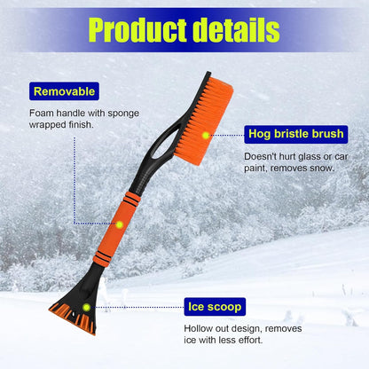 Dickno 24 Inch Car Snow Scraper and Brush, Detachable Scratch Free Ice Scraper with Ergonomic Foam Grip, Universal Winter Snow Removal Tool for Car Windshield Window (Black)