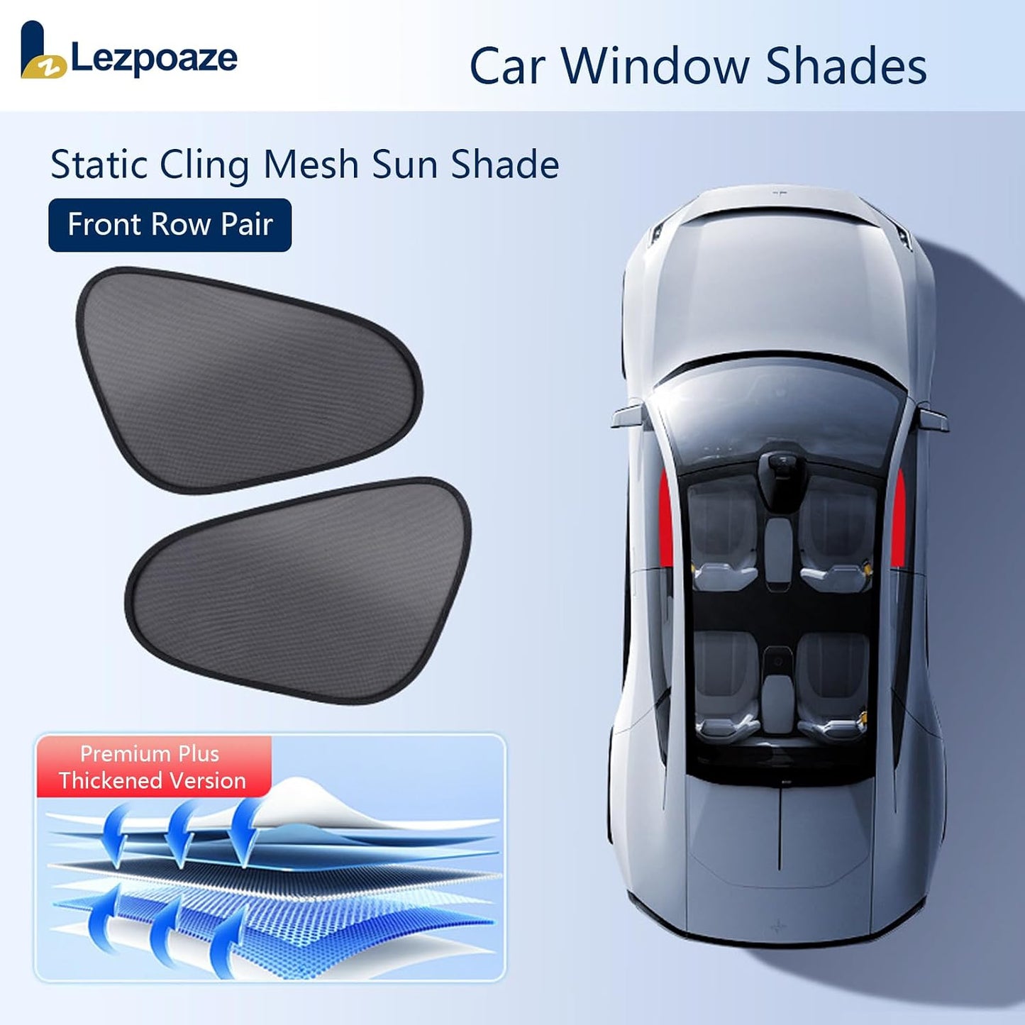 2-Pack Car Window Shades | Mesh Static adsorption Side Window Anti-UV Sunshade Curtain | Universal Fit 99% Vehicles | Foldable Car Shades