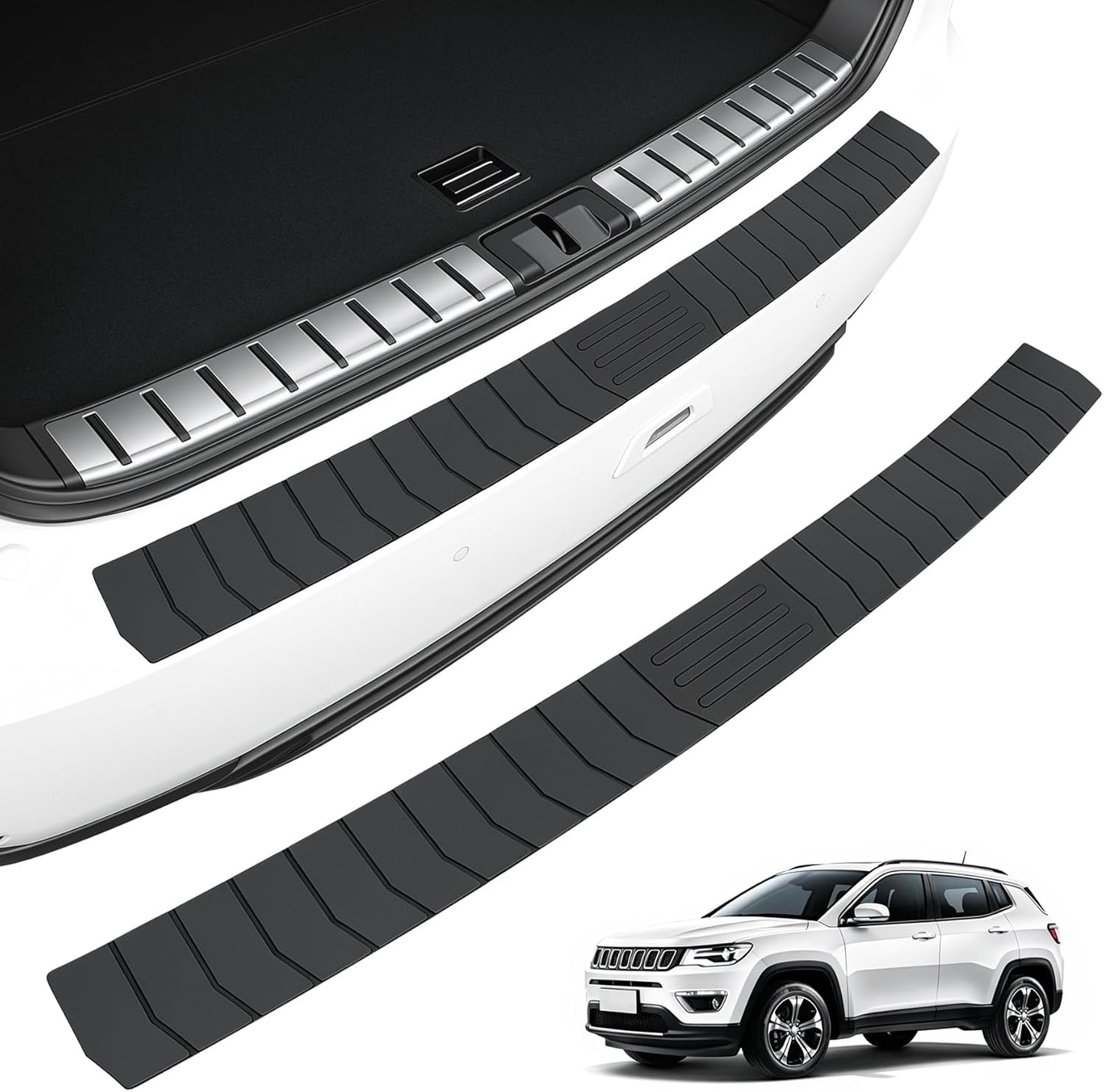 SINGARO Car Rear Bumper Protector, 42inch x3.4inch Car/SUV Universal Rubber Anti-Scratch Trunk Exterior Accessories