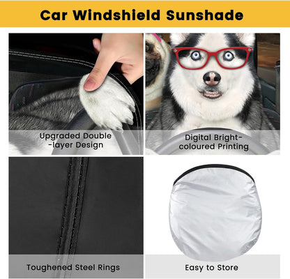 Iridescent Sun Shade for Car Windshield, Foldable Universal Car Windshield Upgrade Sunshade Enhanced UV Rays Reflective Sun Visor Shade Keeps Vehicle Cool