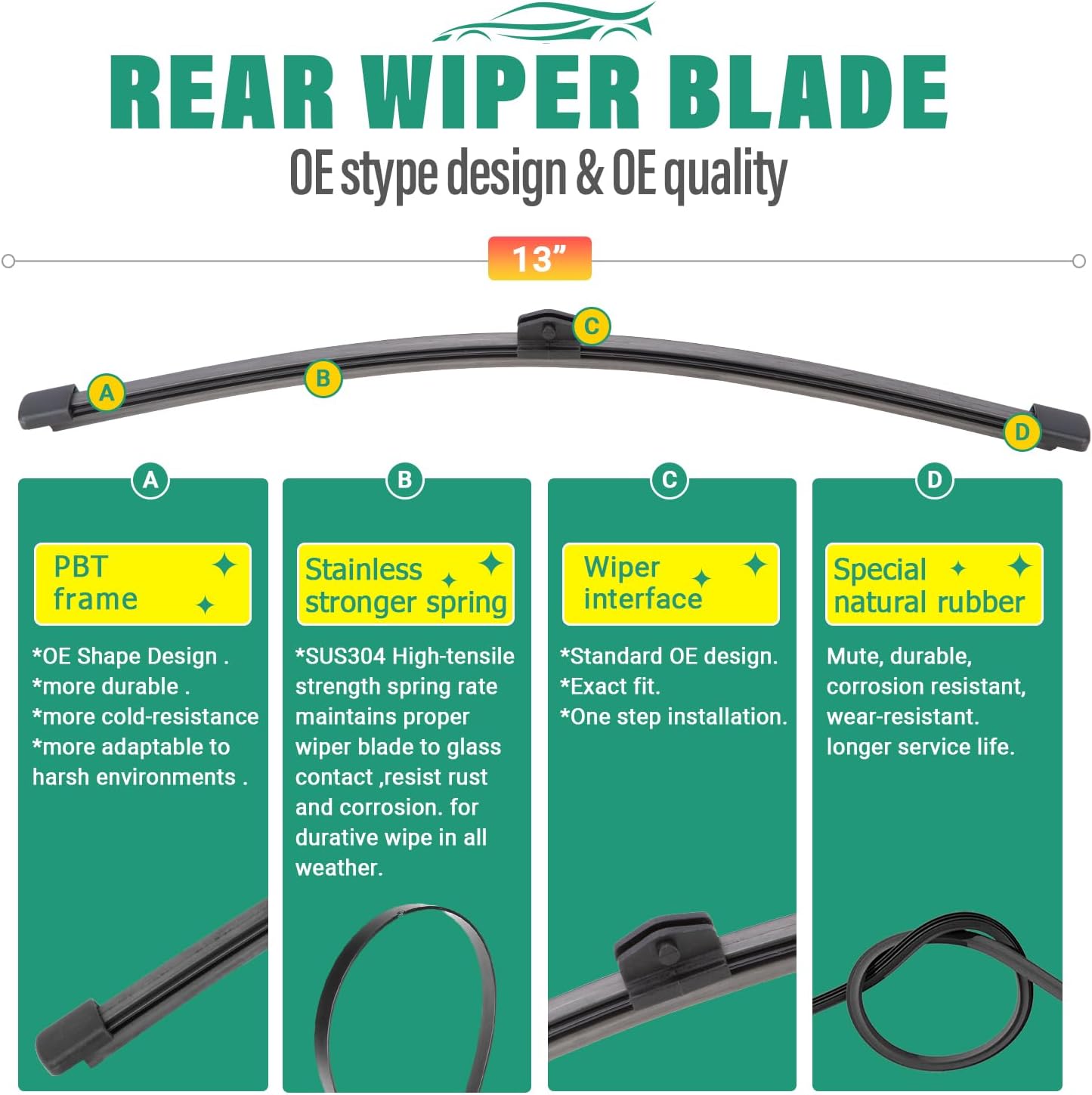 26" 16" 11" Windshield Wiper Blades Replacement for Chevrolet Chevy Trax 2024 2025 2026 Premium All Weather Front Rear Wipers Set - OEM Quality (Pack of 3) - Colors E