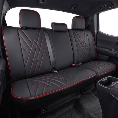 EKR Tacoma Car Seat Covers Custom Fit for Toyota Tacoma (Petrol) 2024 2025 2026 DoubleCab/CrewCab SR/SR5/TRD Sport/TRD Off-Road/Limited -Truck Seat Covers Full Set,Faux Leather(Black)