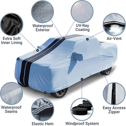 iCarCover 15-Layer Car Cover Waterproof All Weather | Premium Quality Car Covers for Automobiles, UV Protection, El Camino, Impala, Bel Air, Monte Carlo, Galaxie, Charger, Size C21 (See Size Chart) - Colors A