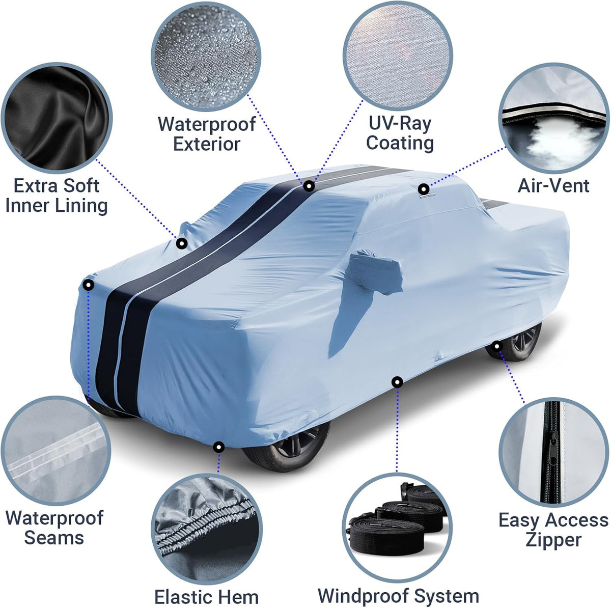 iCarCover 15-Layer Car Cover Waterproof All Weather | Premium Quality Car Covers for Automobiles, UV Protection, El Camino, Impala, Bel Air, Monte Carlo, Galaxie, Charger, Size C21 (See Size Chart) - Colors B