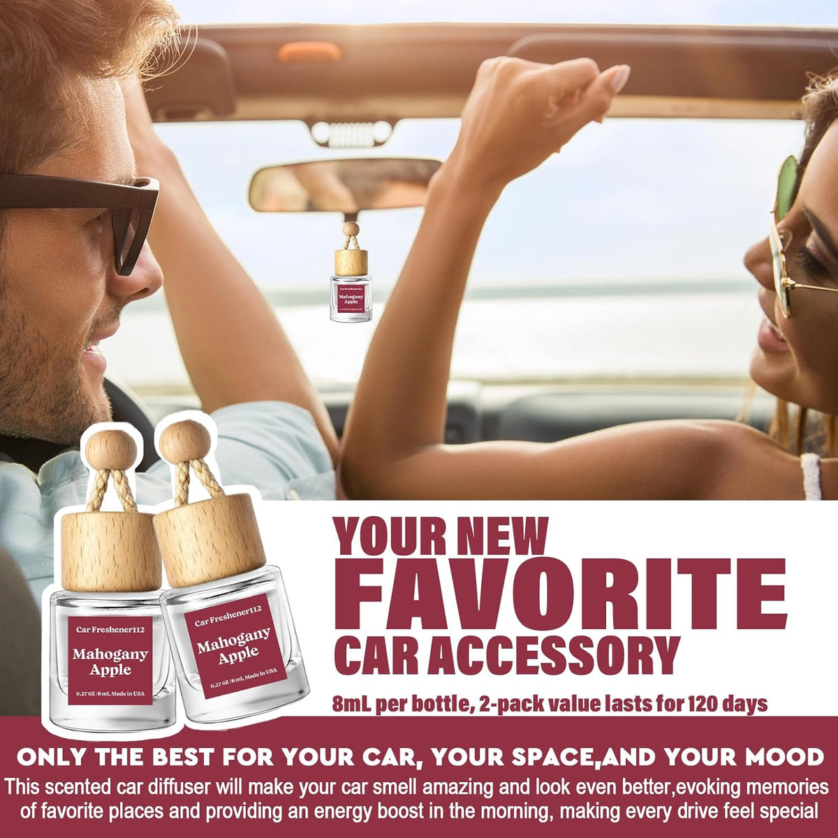 HoogaLife Car Air Freshener Diffuser 2 Pack Hanging Air Freshener Diffuser - Vanilla Cream Fragrance Oil Air D iffuser for Car, 45+ days Long Lasting Fragrance Made in USA C ar Air Fresheners (V54)