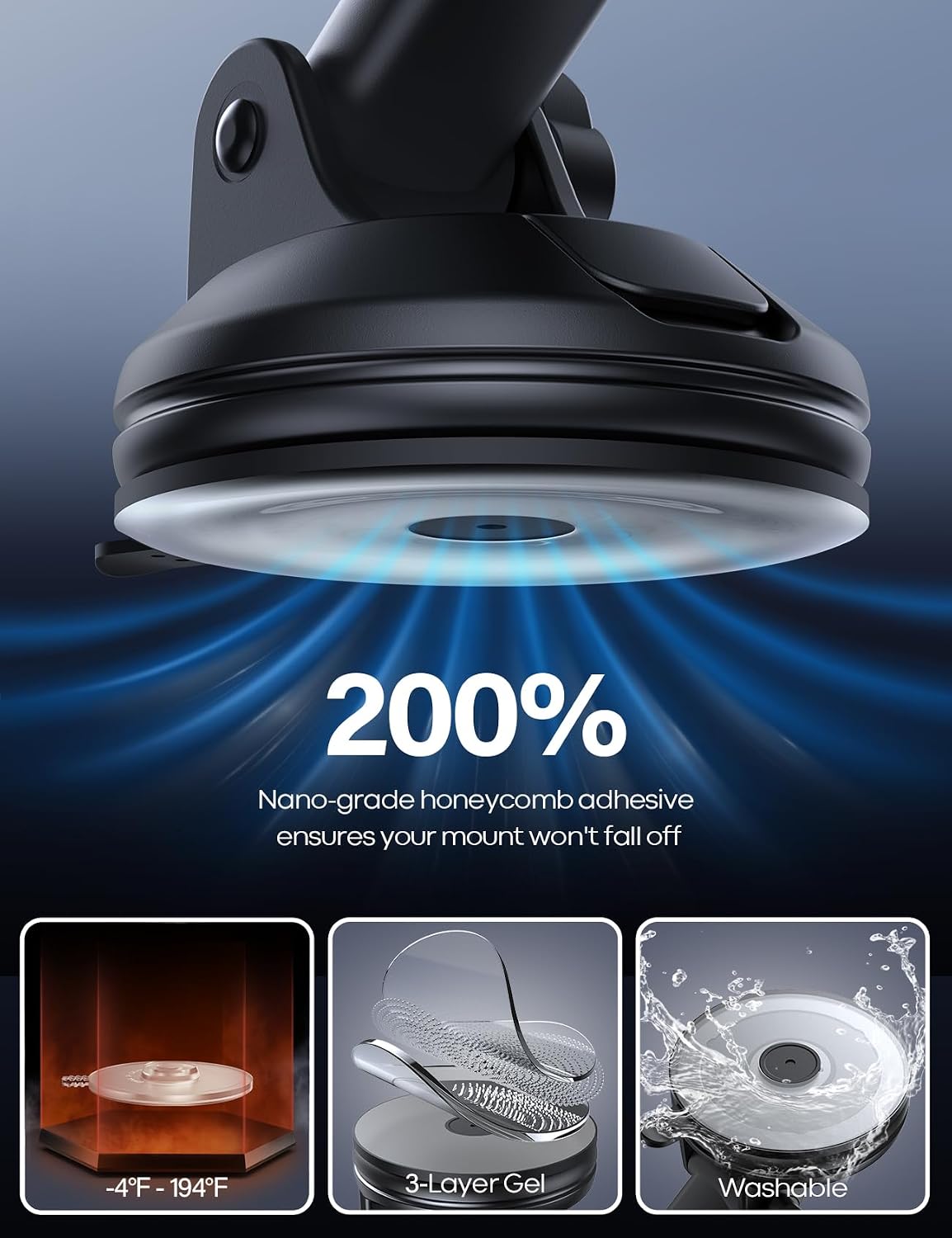 Lamicall Car Phone Holder - [Strongest Military-Grade Suction Cup] 360° Rotation Phone Holders for Your Car Quick Release Adjustable Phone Mount for Car Dashboard for iPhone 17 16 Pro Max Galaxy Truck