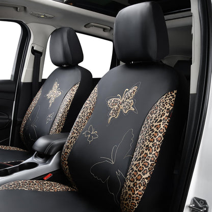 Flying Banner Butterfly car seat Covers ful Set Fashion Universal Lady Woman Female Rear Bench Split Colorized (Pink, 2 Fronts - Lace)