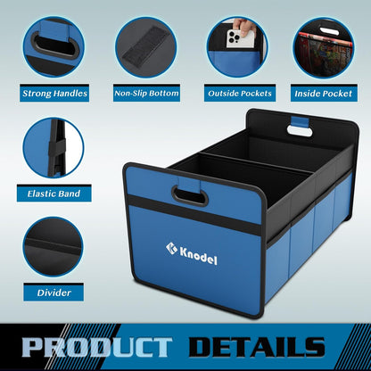 K KNODEL Car Trunk Organizer, Foldable Organizer for Car, Automotive Consoles & Organizers, Storage with Reinforced Handles (Medium, Black)