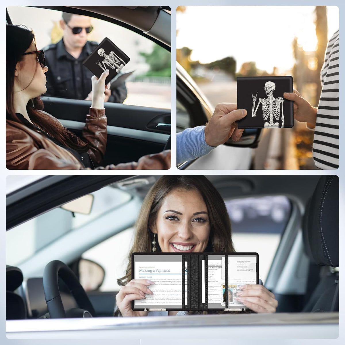 Car Registration and Insurance Card Holder，Vehicle Glove Box Car Organizer，Accessories Case for Storing Driving Licences, Cards, Documents