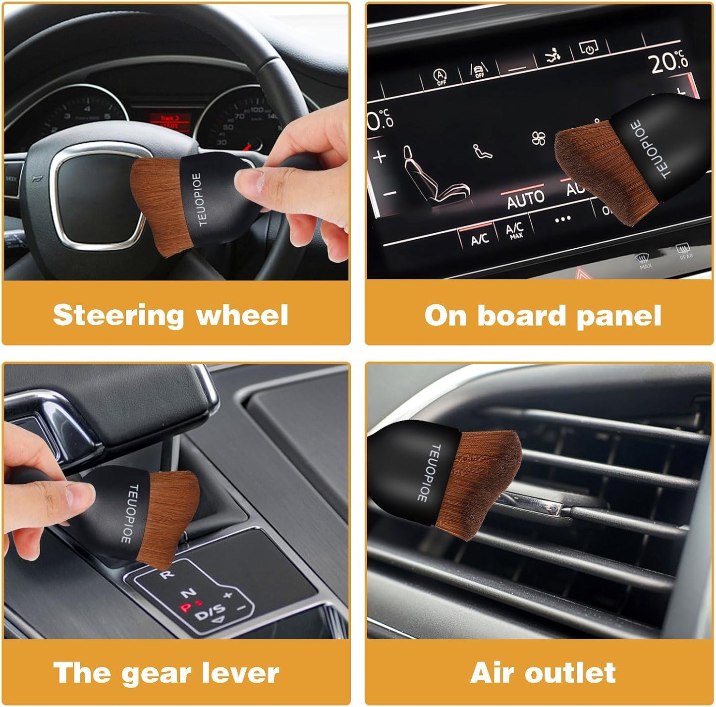 Car Interior Cleaning Brush, Car Duster Interior,Car Detailing Brush Dusting Brush,Car Interior Cleaning Tool, Auto Soft Hair Car Brush,Auto Interior Dust Brush for Air Vents(Brown)