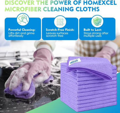 HOMEXCEL Microfiber Cleaning Cloth 12 Pack, 12.5 x 12.5 inch Microfiber Towels for Cars, Ultra Absorbent Washing Cloth, Lint Free Streak Free Cleaning Rags for Car, Kitchen, and Window (Grey)