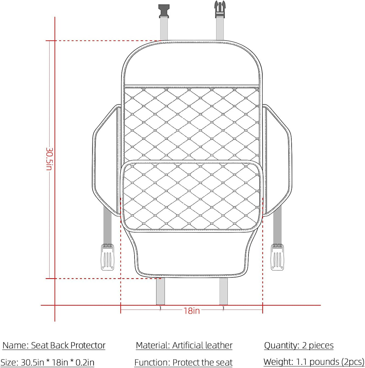 TAIKOO Seat Back Protector + Large Capacity Pocket Storage Organizer,Preventing the Impact of Children Stepping on the Seat Backrest (Black)