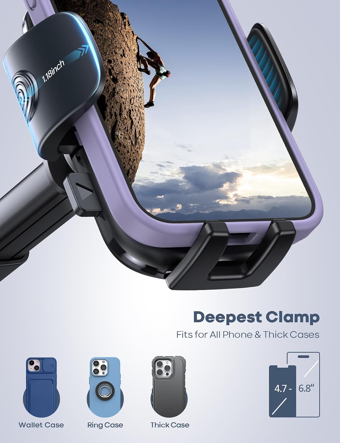 Lamicall Car Phone Holder - [Strongest Military-Grade Suction Cup] 360° Rotation Phone Holders for Your Car Quick Release Adjustable Phone Mount for Car Dashboard for iPhone 17 16 Pro Max Galaxy Truck