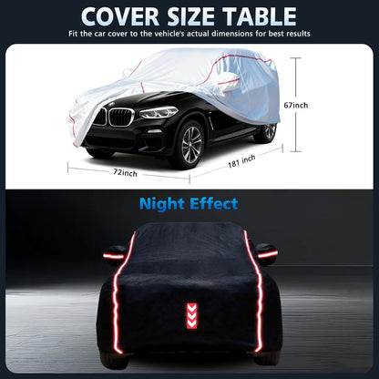 Car Cover for Sedan, Waterproof All Weather Heavy Duty, 360° Underbody Wrap Windproof Design, Quick Install Outdoor Vehicle Cover, Fits 186-193 in