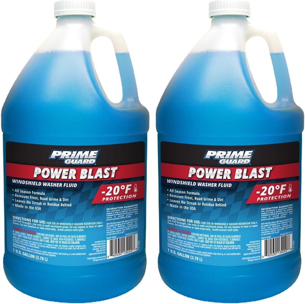 Prime Guard -35°F All Season Blast Windshield Washer Fluid | De-Icer Formula, Removes Ice, Bugs & Road Grime | Ready-to-Use & Safe for All Vehicles | 1 Gallon