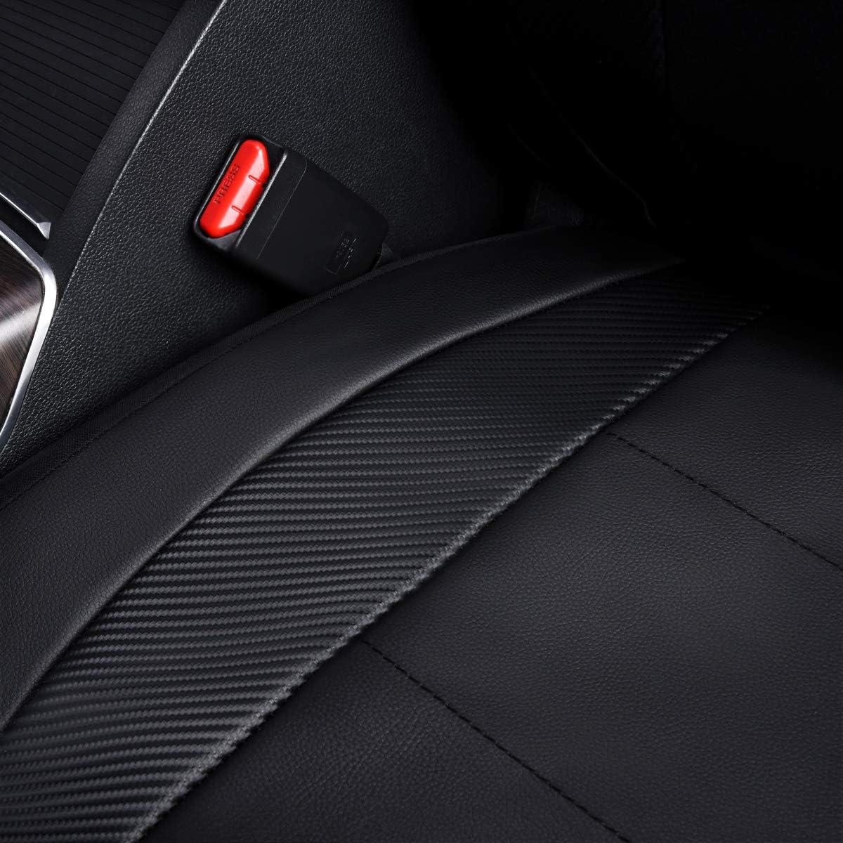Flying Banner Carbon Fiber Leather Vehicle Seat Covers, Leopard Gray Black, Universal Fit - 8PCS