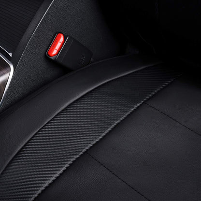 Flying Banner Carbon Fiber Leather Vehicle Seat Covers, Leopard Gray Black, Universal Fit - 8PCS