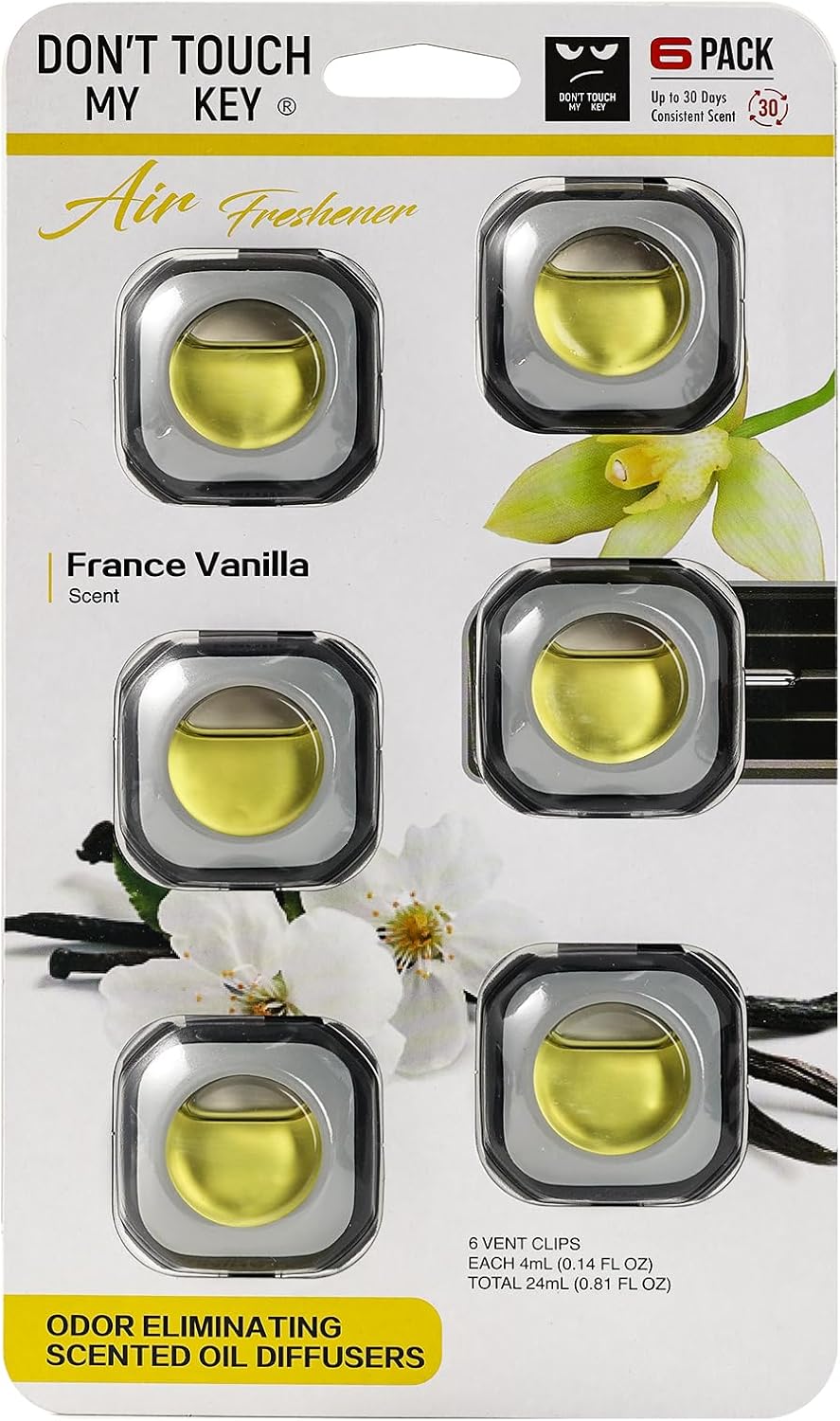 Car Air Freshener Vent Clip 6 Pack 4ml Each Up to 180 Days Long Lasting Scent Odor Eliminator for Women Men(Ocean Breeze)