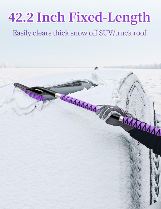 HEEYA 42.2 Inch Ice Scraper and Brush for Car, Snow Brush and Ice Scraper for Windshield Window, Car Snow Scraper with Foam Grip for SUV Truck Vehicle - Purple