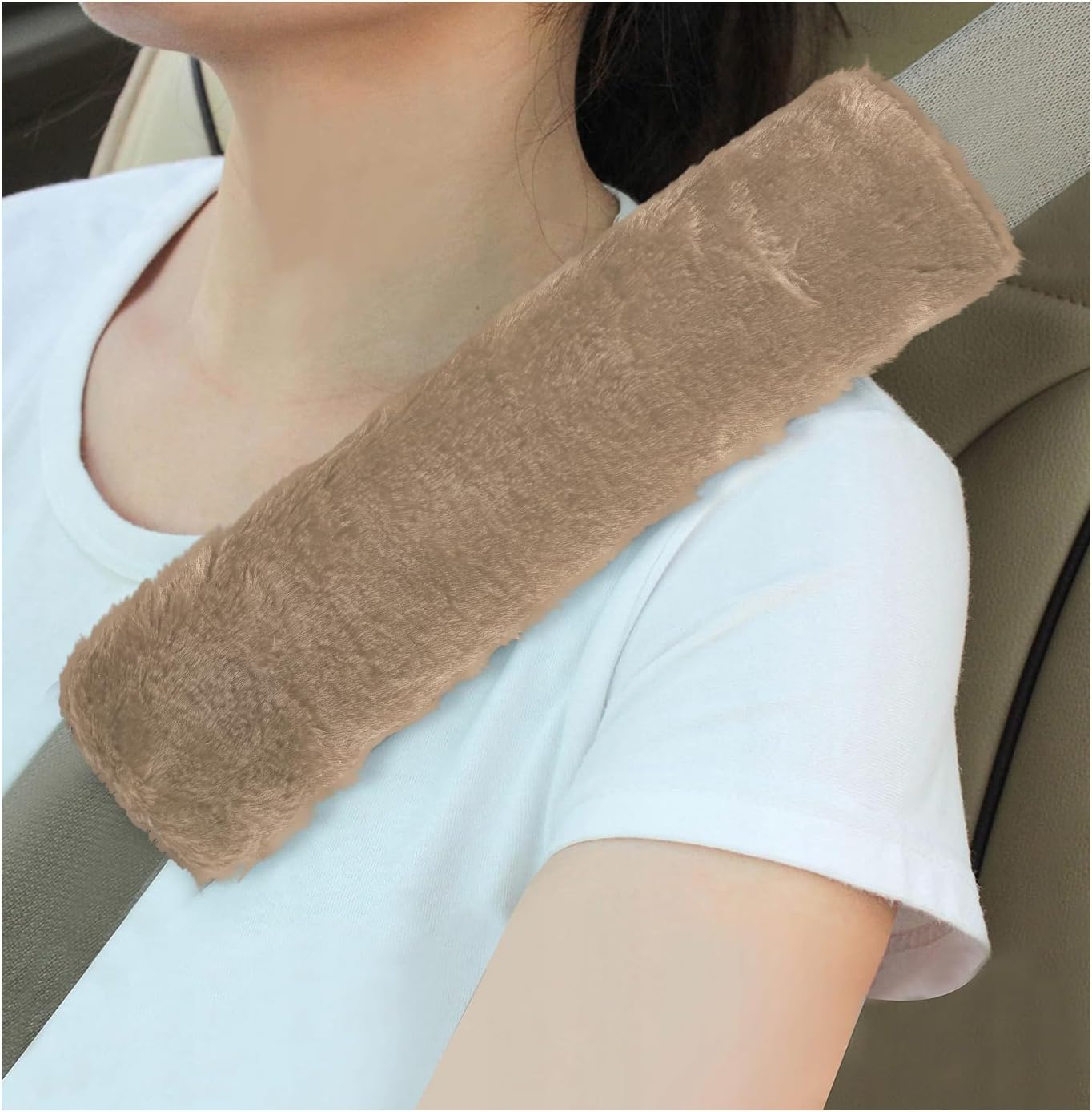 Sun Walker 2PCS Seat Belt Shoulder Pads, Fluffy Soft Plush Auto Seat Belt Pads for Protecting Your Neck & Shoulder, Comfortable Seatbelt Cover Warm Protective Cushion for Most Cars (Purple)
