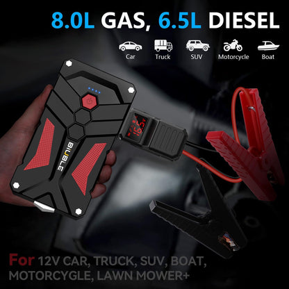 Jump Starter Car Jump Starter Auto Battery Booster Pack 5000A Peak 12V with USB-C Quick Charge,Lithium Jump Box with LED Light(Up to 7.0L Gas or 5.5L Diesel Engine)