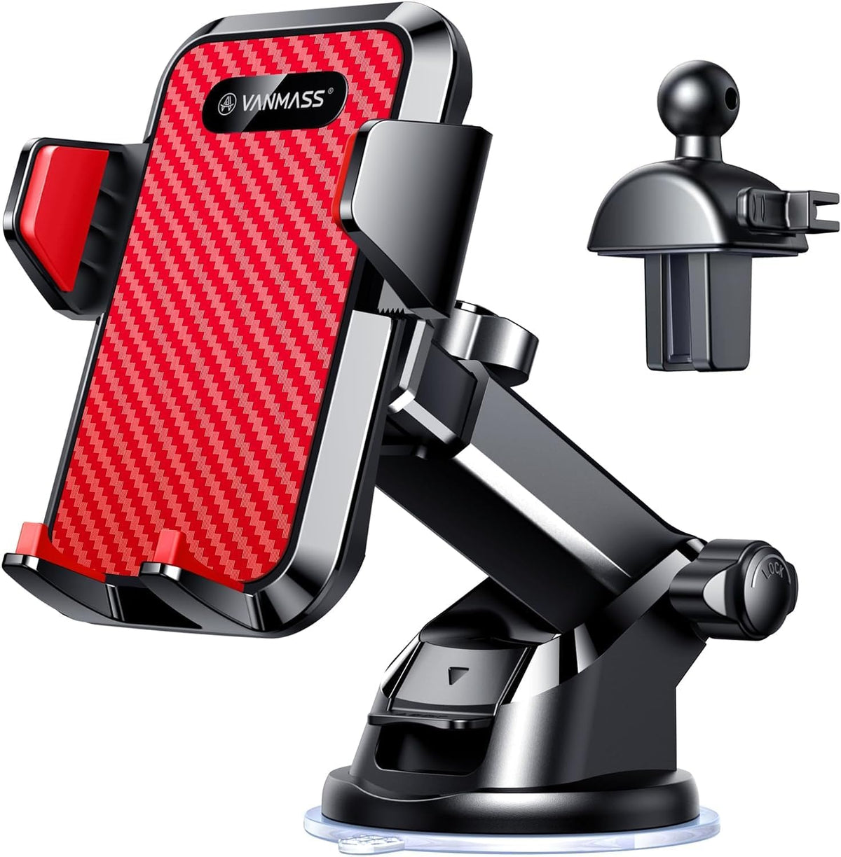 VANMASS【85+LBS Strongest Suction & Military-Grade Ultimate Car Phone Mount【Patent & Safety Certs】 Cell Phone Holder for Dash Windshield Vent for iPhone 17 Pro Max Automobile Accessory Kits,Ink Black