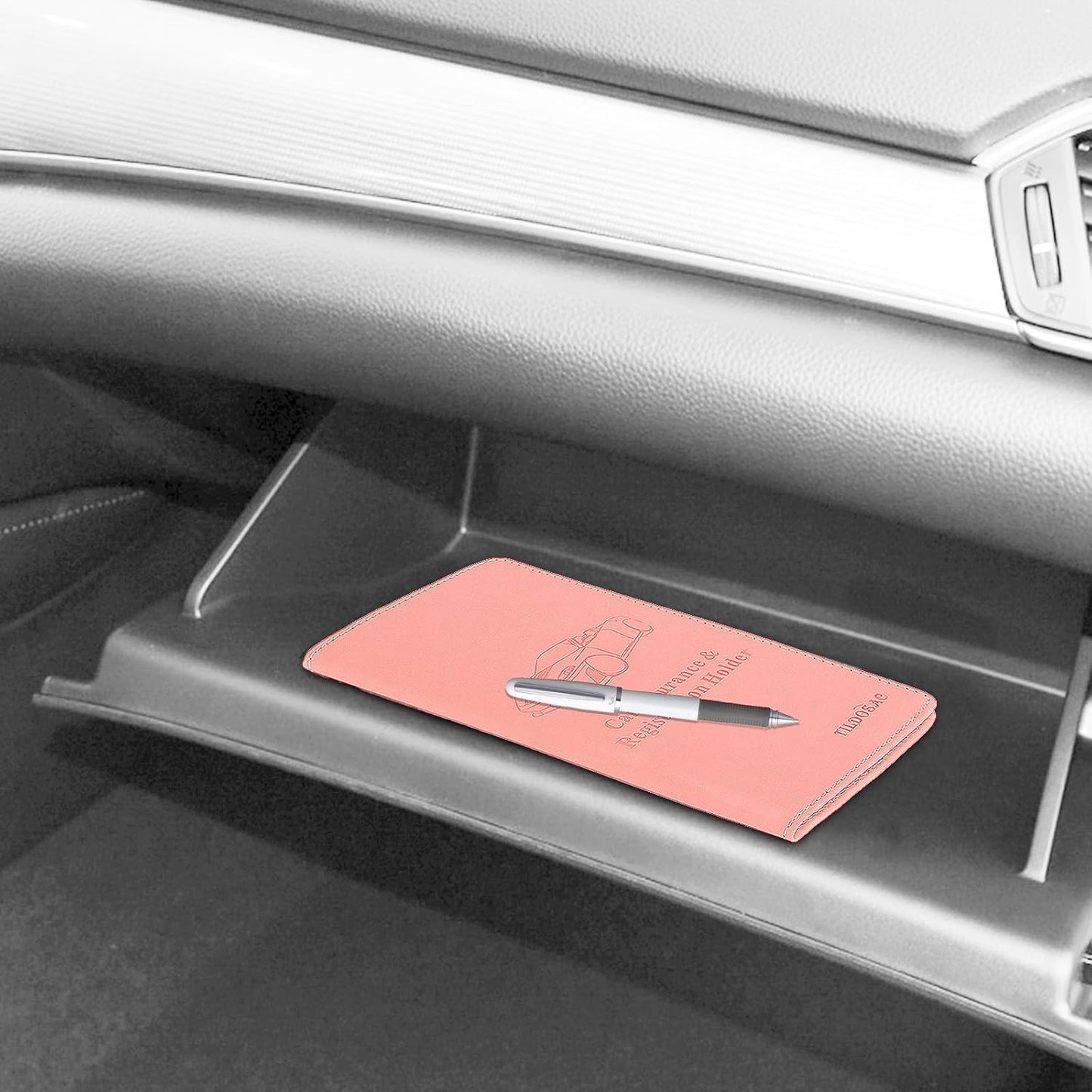 TILDOSAC Leather Car Registration and Insurance Card Holder, Car Document Holder for Cards License with Magnetic Shut (Black, large)