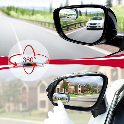 LivTee Blind Spot Mirrors, HD Glass Frameless Convex Rear View Mirrors, Wide Angle Adjustable Stick for Side Mirror, Automotive Exterior Accessories for Car, SUV & Trucks, Pack of 2