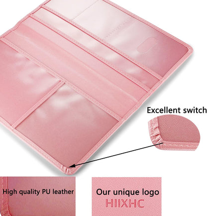Car Registration and Insurance Card Holder - Leather Vehicle Glove Box Automobile Documents Paperwork Wallet Case Organizer for ID, Driver's License, Key, Cards - Car Accessories for Women&Men