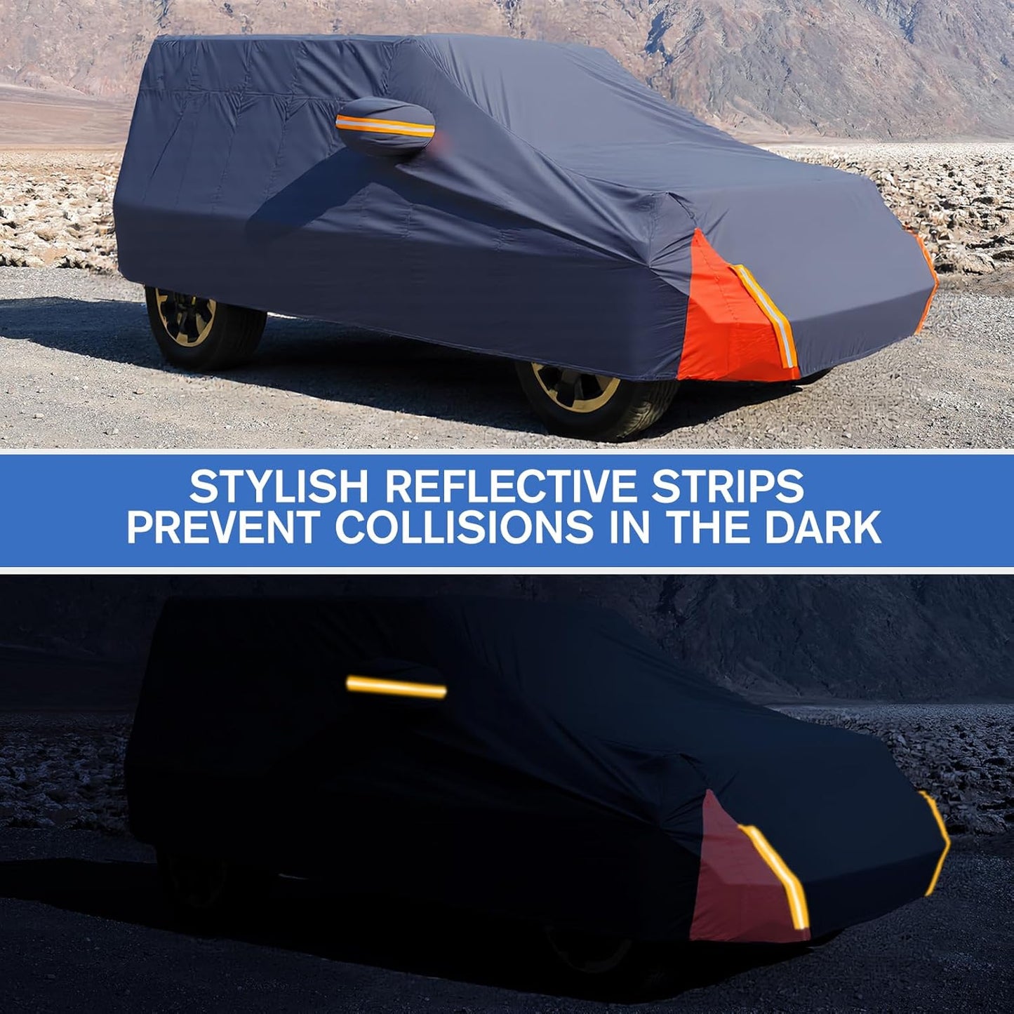 Car Cover Waterproof All Weather for Automobiles, 6 Layers Outdoor Full Exterior Cover Rain Sun UV Snowproof Protection with Zipper Cotton, Mirror Pocket for Sedan (190-195 inch)